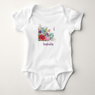 Ich Isabella Personalisierter Buchstabe Name, Rose Baby Strampler