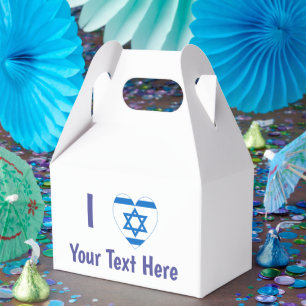 Ich (Israel-Flagge Herz) Ihren Text Blau Geschenkschachtel