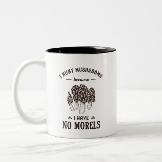 Ich jage Pilz auf dem Morels Funny Hunter Puns Zweifarbige Tasse (Links)