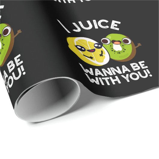 Ich Julin will mit dir lustige Früchte Pun Dark BG Geschenkpapier (Rolleneckpunkt)