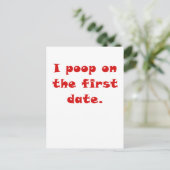 Ich Kackte am ersten Datum Postkarte (Stehend Vorderseite)