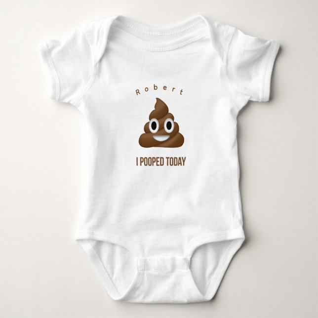 Ich Kackte heute Funny Poo Emoji Personalisiert Baby Strampler (Vorderseite)