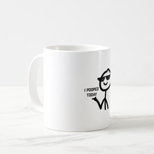 Ich Kackte heute Funny Stickman Meme Kaffeetasse (Vorderseite Links)
