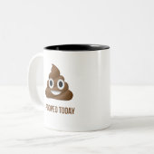 Ich kackte heute lustigen Emoticon Zweifarbige Tasse (Vorderseite Links)