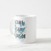 Ich kam, als ich sah, dass ich Blaublumen vergesse Kaffeetasse (Vorderseite Links)