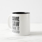 Ich kam, als ich sah, wie ich es nach vorne machte zweifarbige tasse (Vorderseite Links)