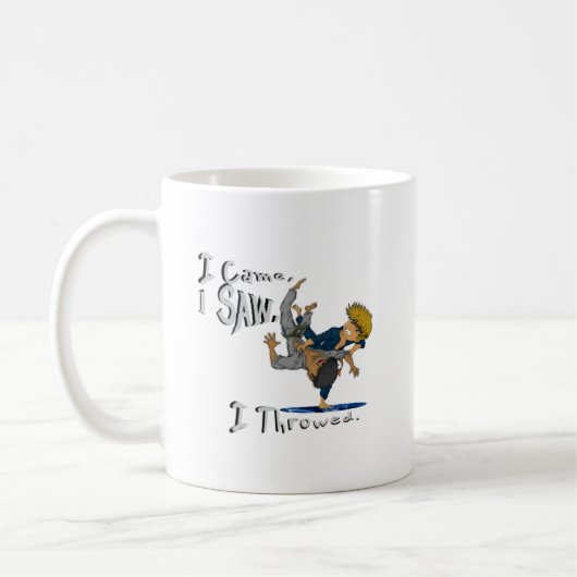 Ich kam, ich sah, ich drehte. lustiger Judo Kaffeetasse (Links)