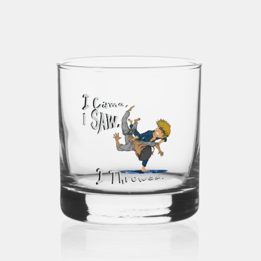 Ich kam, ich sah, ich drehte. lustiger Judo Whiskyglas (Rückseite)