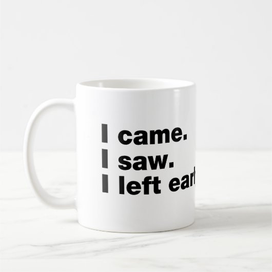 Ich kam. Ich sah. Ich ging früh Kaffeetasse (Links)