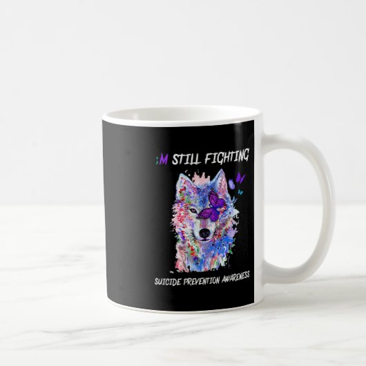 Ich kämpfe immer noch gegen Semicolon Wings Suizid Kaffeetasse (Rechts)