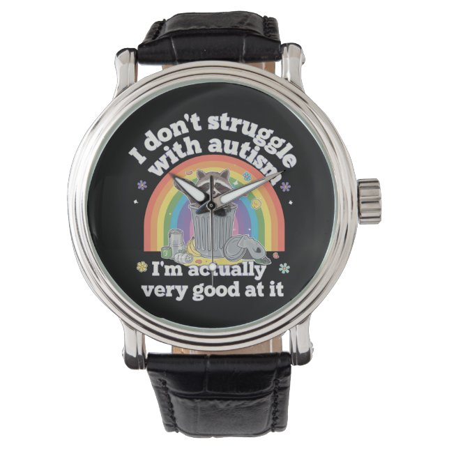 Ich kämpfe nicht mit Autismus Autistisch Funny Rac Armbanduhr (Vorderseite)