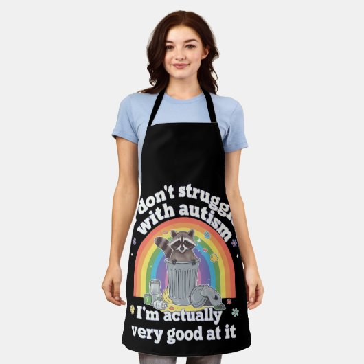 Ich kämpfe nicht mit Autismus Autistisch Funny Rac Schürze (Getragen)