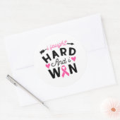 Ich kämpfte hart und gewann Brustkrebserkrankungen Runder Aufkleber (Umschlag)