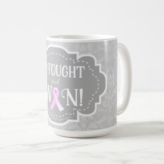 Ich kämpfte und gewann | Brustkrebserkrankung Kaffeetasse (VorderseiteRechts)