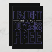 Ich kämpfte und gewann krebsfreies blaues Band Einladung (Vorne/Hinten)