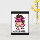 Ich kämpfte und ich gewann 7 Jahre frei Messy Bun  Karte (Gelbe Blume)