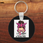 Ich kämpfte und ich gewann 7 Jahre frei Messy Bun  Schlüsselanhänger (Vorderseite)