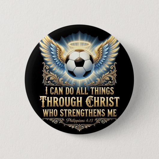 Ich kann alle Dinge durch Christus tun Fußball Gla Button (Vorderseite)