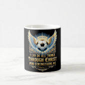 Ich kann alle Dinge durch Christus tun Fußball Gla Kaffeetasse (Mittel)