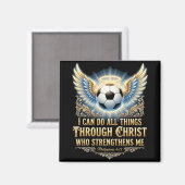 Ich kann alle Dinge durch Christus tun Fußball Gla Magnet (Vorderseite/Rückseite)
