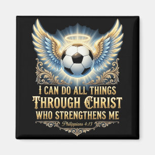 Ich kann alle Dinge durch Christus tun Fußball Gla Magnet