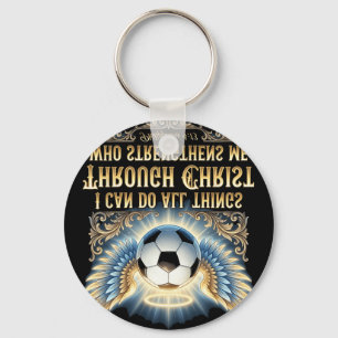 Ich kann alle Dinge durch Christus tun Fußball Gla Schlüsselanhänger
