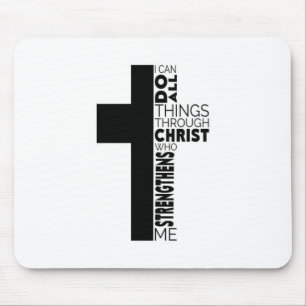 "Ich kann alle Dinge durch Christus tun" Kreuz Mousepad