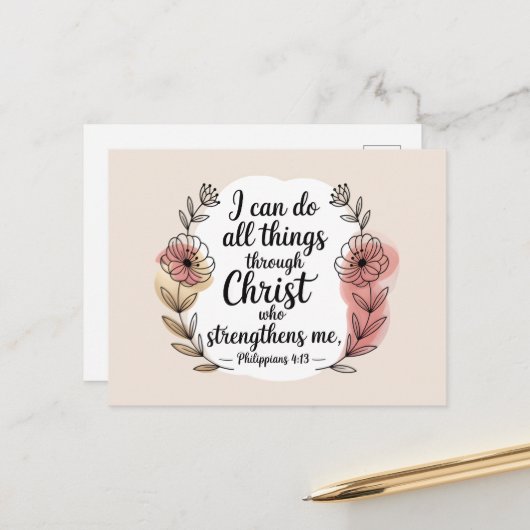 Ich kann alle Dinge durch Christus tun Postkarte (Vorderseite/Rückseite Beispiel)