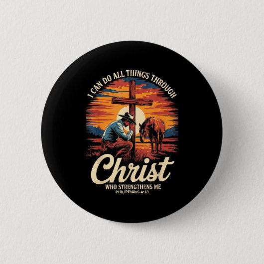 Ich kann alle Dinge durch den Cowboy-Christen Chri Button (Vorderseite)
