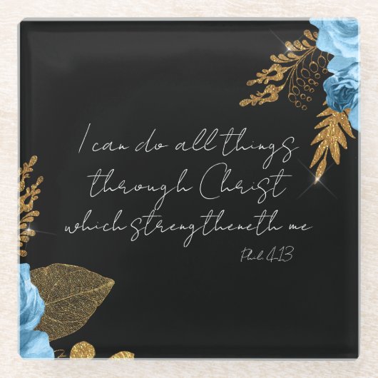 Ich kann alles Bibelverse tun Glasuntersetzer (Vorderseite)