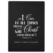 Ich kann alles Christliche Bibelkletterbrett mache Klemmbrett (Rückseite)