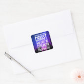 Ich kann alles durch Christi Bibelverse tun Quadratischer Aufkleber (Umschlag)