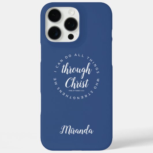 Ich kann alles durch Christliche Schrift Blau tun Case-Mate iPhone Hülle (Rückseite)