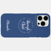 Ich kann alles durch Christliche Schrift Blau tun Case-Mate iPhone Hülle (Rückseite (Horizontal))