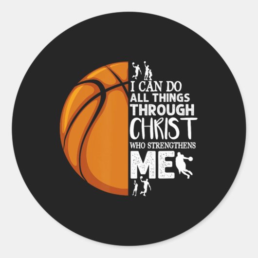 Ich kann alles durch Christus Basketball Christi m Runder Aufkleber (Vorderseite)