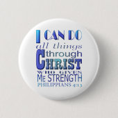 Ich kann alles durch Christus blauer Text machen Button (Vorderseite)