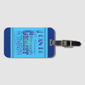 Ich kann alles durch Christus blauer Text machen Gepäckanhänger (Vorderseite (Horizontal))