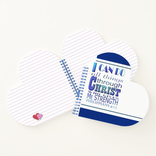 Ich kann alles durch Christus blauer Text machen Notizblock (Innenseite)