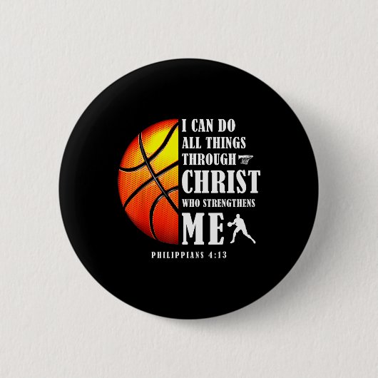 Ich kann alles durch Christus Christliche Baske tu Button (Vorderseite)