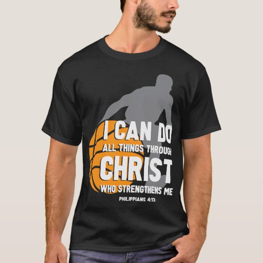 Ich kann alles durch Christus Christliche Baske tu T-Shirt (Vorderseite)