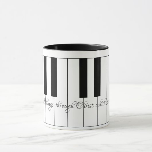Ich kann alles durch Christus mit Klaviertasten ma Tasse (Zentrum)