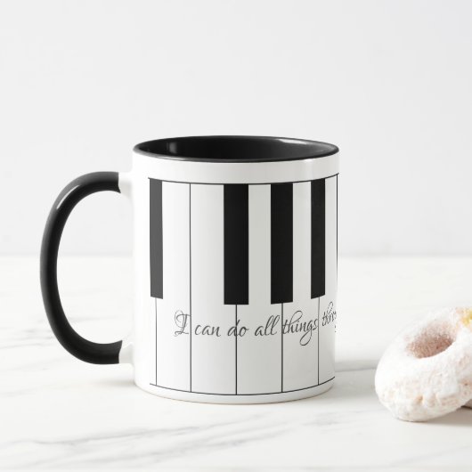 Ich kann alles durch Christus mit Klaviertasten ma Tasse (Mit Donut)