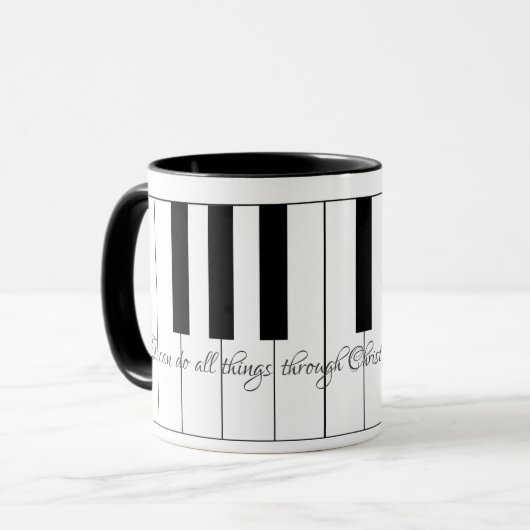 Ich kann alles durch Christus mit Klaviertasten ma Tasse (Vorderseite Links)