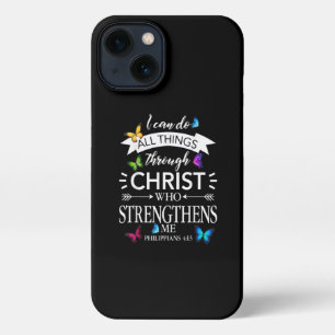 Ich kann alles durch Christus Schmetterlingskunst iPhone 13 Hülle
