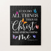 Ich kann alles durch Christus Schmetterlingskunst Puzzle (Vertikal)