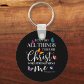 Ich kann alles durch Christus Schmetterlingskunst Schlüsselanhänger (Vorderseite)