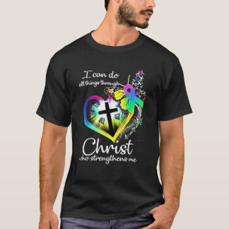 Ich kann alles durch Christus Schmetterlingskunst T-Shirt