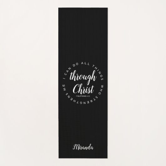 Ich kann alles durch Christus Schwarz und Weiß tun Yogamatte (Vorderseite)