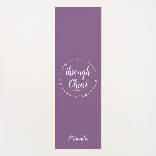 Ich kann alles durch Christus Verse Lila machen Yogamatte (Vorderseite)