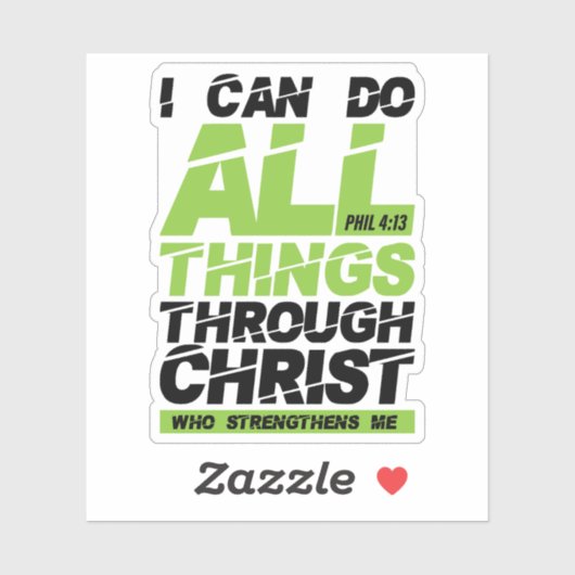 Ich kann alles durch das Christus-Bibelverse tun Aufkleber (Blatt)